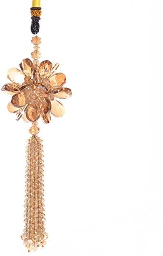 Tooban Car Ornament Crystal Flower with Beads Hanging Car Rear View Accessories Champagne