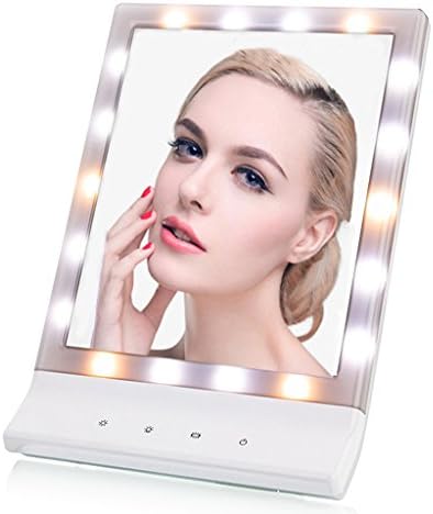 TVictory Premium Lighted Makeup Vanity Mirror with Bright LEDs, 3 Dimmable Illumination Settings(Warm/Natural/Cool Lights), 2 Power Supply Options, Wall-mounted and Countertop Options for Cosmetic