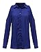 ZANZEA Women's Off Shoulder Turn Down Collar Loose Cut Out T-Shirt Tops Blouse (US 6, Blue)