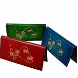 Leather Checkbook Cover, Two Hummingbirds and Flower Embossed on Both Side