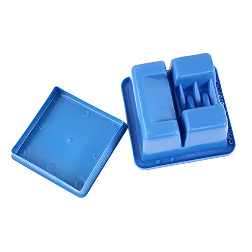 Frjjthchy Square Plastic Artist Brush Washer Multifunction Brush Cleaner with Brush Holder Blue - Thumbnail 2
