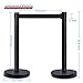 DuraSteel VIP Series Standard Rope Barriers Black Tuff Tex Retractable Belt Stanchions (2 Pcs Set) 36