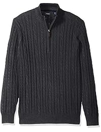 IZOD Jersey de punto con cable de calibre 7, cremallera de un cuarto, premium Essentials para hombre
