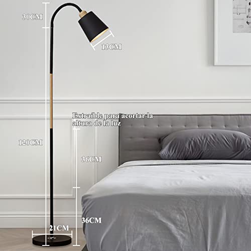 Lampara de Piso LED, Lámpara de Pie con Cuello Cisne Ajustable, 3 Modos Iluminación, Lamparas Piso Minimalista para Sala estar, Dormitorio, Lectura