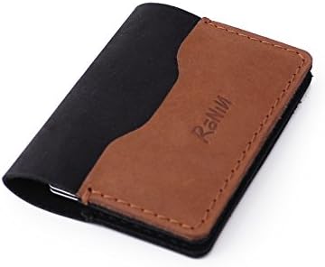 RONIN Slim Wallet Wallets Credit Business Card Holder Rustic Brown Vintage Genuine Leather Minimalist Accessories Business Card Holder for Men Women