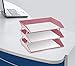 Acrimet Facility 3 Tier Letter Tray, Side Load, Letter Size/A4, Desktop File Organizer, Plastic (Solid Pink Color)