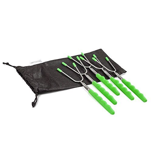 L&D Collection Marshmallow Roasting Sticks - 34 Inch Long Extendable Telescoping Smores Skewers & Hot Dog Forks – Safe For Kids - Great For Fire Pit Camping BBQ Campfire Accessories - Set Of 5