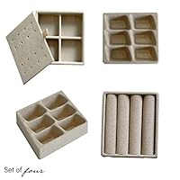 Alveare Home Armoire Inserts Jewelry Tray Organizer for Accessories, Set of 4, Tan