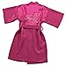 Joytton Girl's Satin Kimono Robe with Embroidered Flower Girl(8,Fuchsia)