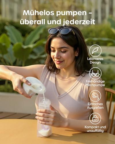 Nuliie Breast Pump Electric Portable S32, Electric Breast Pump Hands-Free 4 Modes 9 Levels with 13/15/17/19/21/24 mm Comfortable Flange, Private, with Replacement Accessories Included (2 Packs, White)