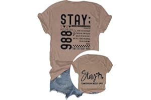 GAQEUWR Stay Tomorrow is New Day Shirt, 988 Suicide Prevention Shirt, Inspirational Anxiety Short Sleeve Tee Tops