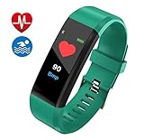 Fitness Tracker, Smart Watch, Fitness Watch,Heater Rate Monitor, Waterproof Smart Fitness Band with Step Counter, Calorie Counter, Pedometer Watch for Kids Women and Men (Green)