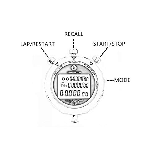 Rolilink Stopwatch Metal Stop Watch Timer 30 Lap Memory Coach Sports Timer for Competitions, Games - Thumbnail 2