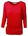 NINEXIS Women's Basic 3/4 sleeve Dolman Top (S-3XL)