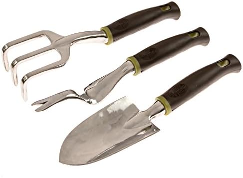 The 3 Piece Garden Tool Set from Careli with Soft Grip Handle Includes Lawn and Garden Trowel & Weeder & Rake/Cultivator Strong Durable Gardening Tools Best Weed Remover/Killer