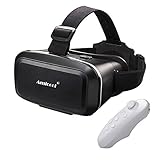 3D VR Headset,Amicool Lightweight Virtual Reality Glasses Adjust Cardboard Video Movie Game Box with Bluetooth Remote Controller for iPhone 7 6/6S Plus and Other 4.0 - 6.0 inch Smartphones