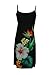 Jade Fashions Inc. Women Rayon Hawaiian Short Black Tropical Flower Spaghetti Dress