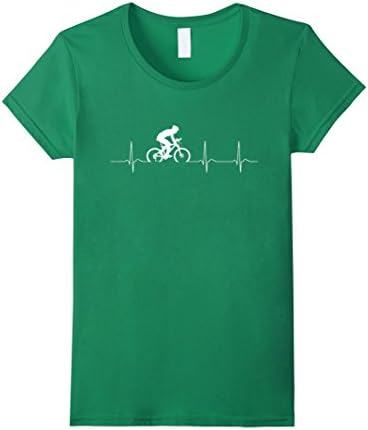 Womens Cycling Heartbeat Bicycle Bike Rider T-Shirt Small Kelly Green