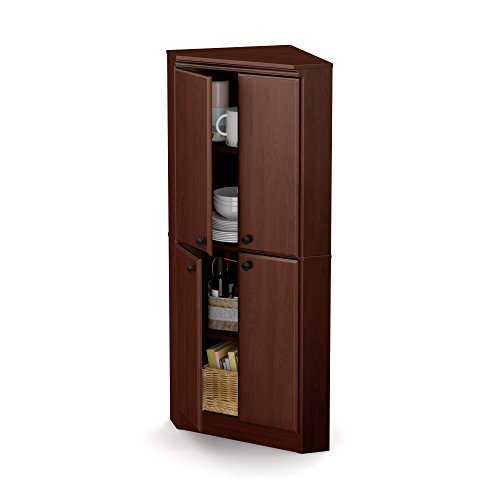 South Shore 4Door Corner Armoire for Small Space with Adjustable Shelves, Royal Cherry Pricepulse