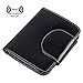 AINIMOER Women's Small Billfold Genuine Leather Tri-Fold Wallet with Zipper Pocket(Black)