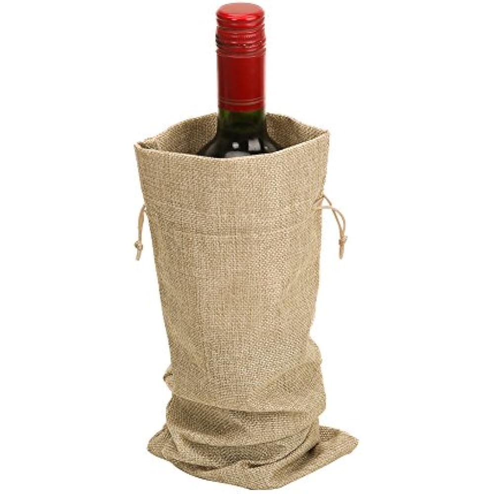 10pcs Gift Bags Jute Wine Bags, 14 X 6 1/4 Inches Hessian Bottle With