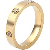 Forleiton Men Women's Band Ring Set 18K Gold Plated Cubic Zirconia Ring Jewelry