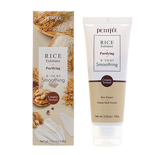 Petitfee Rice Exfoliator with Walnut Powder Packed with Vitamins, Omega Fatty Acids - Rich in Natural Antioxidants to Help Combat Damage-Calm, Nourish and Smooth Skin 3.52 oz