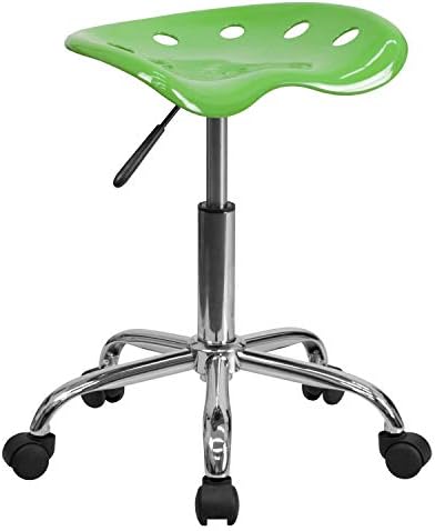 A Line Furniture Eller Vibrant Lime Green Steel Tractor Seat Stool with Chrome Base