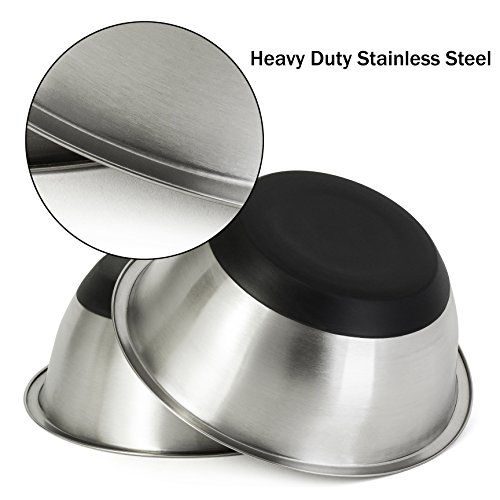 ChefLand Non Slip Stainless Steel Mixing Bowls 6-Piece Set With Silicone Base - Compact & Stackable Metal Whisking Bowls, Stylish Mirrored Exterior, Safe & Sturdy Design - Ideal For Cooking & Serving