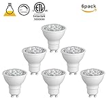 (6-Pack, Warm White) Sunthin 6.5W GU10 Led Bulb, Dimmable, 60w Equivalent, Recessed Lighting, GU10 LED, LED spotlight, 500lm, 38°