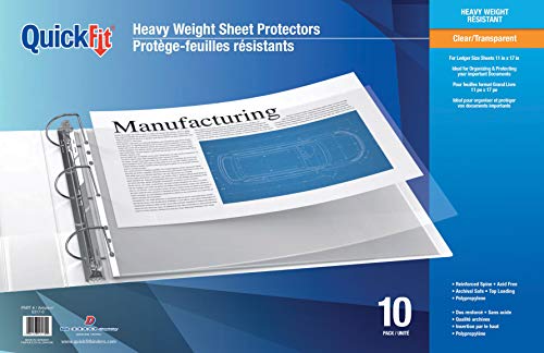 QuickFit Heavyweight Top Load Ledger Sheet Protector, 11" x 17", Clear, Pack of 10 (5317-0)