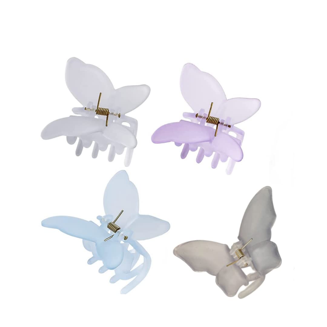 4 Pcs Butterfly Hair Claw Clips Medium Acrylic Hair Clamps Non-Slip Strong Hold Jaw Clips For Women Girls Thick or Thin Hair Accessories
