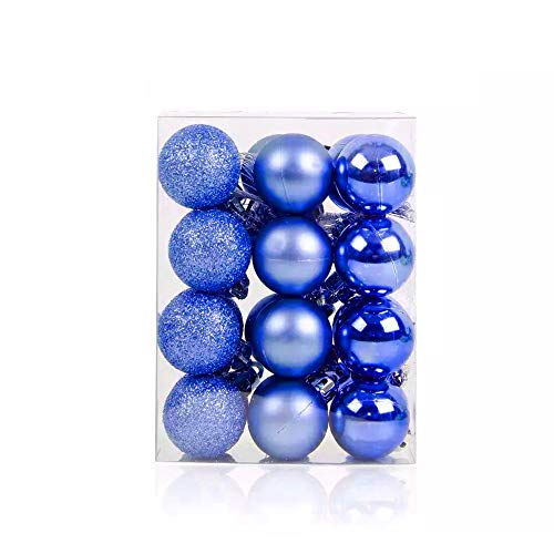 TangTanger Christmas Ball Assorted Pendant Shatterproof Ball Ornament Set Seasonal Holiday Wedding Party Decorations(24 pcs, 3 cm) (Royal Blue)
