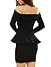 Allegra K Women's Off Shoulder Hidden Zipper Side Design Casual Peplum Top M Black