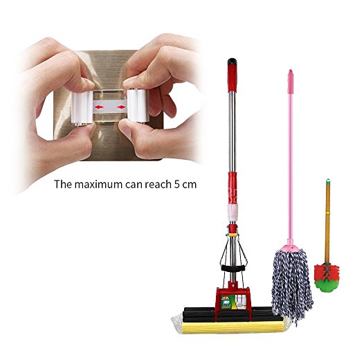 Guzack 2 Pack Broom Mop Holder,Self Adhesive Broom Gripper Holds with Spring Clip Reusable No Drilling Super Anti-Slip Wall Mounted Storage Tool Rack Storage Organization (Holds Up To 11 Pounds) - Thumbnail 4