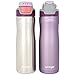 Contigo Autoseal Fit Trainer Water Bottles, 20oz - Stainless Steel & Spring Purple (2 Pack)