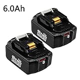 6000mAh 18 Volt BL1860B Replace for Makita 18V Battery Lithium with LED Indicator Compatible with BL1850B BL1840B BL1830B BL1815B LXT-400-2 Pack