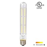 SUNMEG 6W T10 Tubular Bulb, Led Filament Bulbs, 120V Instant on Filament LED, Soft White 2700K, E26 Base 360 Degree Beam Angle, Equivalent to 60W Incandescent Chandelier Bulb - Dimmable