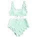 ZAFUL Women's Scalloped Textured Swimwear High Waisted Wide Strap Adjustable Back Lace-up Bikini Set Swimsuit
