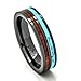 PCH Jewelers Mens Womens Koa Wood Wedding Band or Gift Turquoise 6mm Black Ceramic Size 6-15