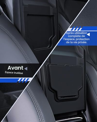 LANTU 4 Pack Accessories for Tesla Model Y 2025-2026 Juniper Center Console Organizer, Armrest Storage Box, Hidden Box and Cup Holder (Flocking)