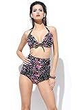 Womens Chic Retro 50s Floral Halter High Waist Bikini Carnival Swimsuit Bathing Suit