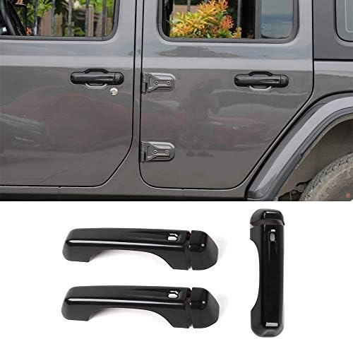 LAUTO ABS Car Door Handle Cover & Car Tail Door Handles Cover Trim Fit for Jeep Wrangler JL 2018 2019,Black,2Door