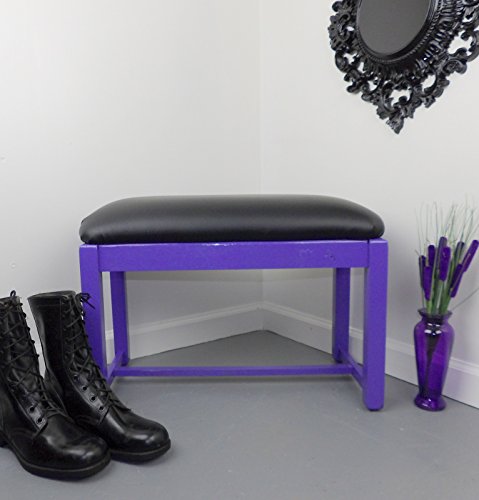 Padded Bench Purple Black Vanity Stool Entryway - Thumbnail 5