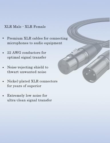 DUKABEL XLR Microphone Cable, Male to Female Mic Cord 2.4Meters/8FT Balanced XLR Patch Cord for PA Speakers, Microphones and Mixers