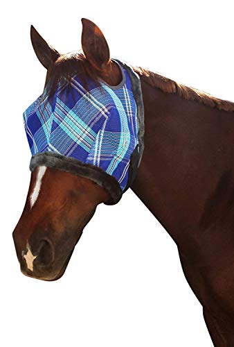 Kensington Fly Mask Fleece Trim Horses - Protects Face Eyes from Flies UV Rays While Allowing Full Visibility - Breathable Non Heat Transferring Makes it Perfect Year Round