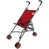 The New York Doll Collection First Dolls Stroller for Kids, - one piece â€“ Red Color for18â€ inch Folds for Storage - Great Gift for Toddlers