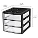 Sterilite 20439002 Medium 3 Drawer Desktop Unit, Black with Clear Drawers, 2-Pack