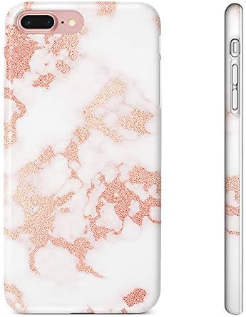 Obbii Case for iPhone 8 Plus /7 Plus /6S/6 Plus Shiny Rose Gold Marble Glitter Bling Shockproof Slim TPU Flexible Soft Silicone Protective Durable Cover Case Compatible with iPhone 8/7/6/6S Plus