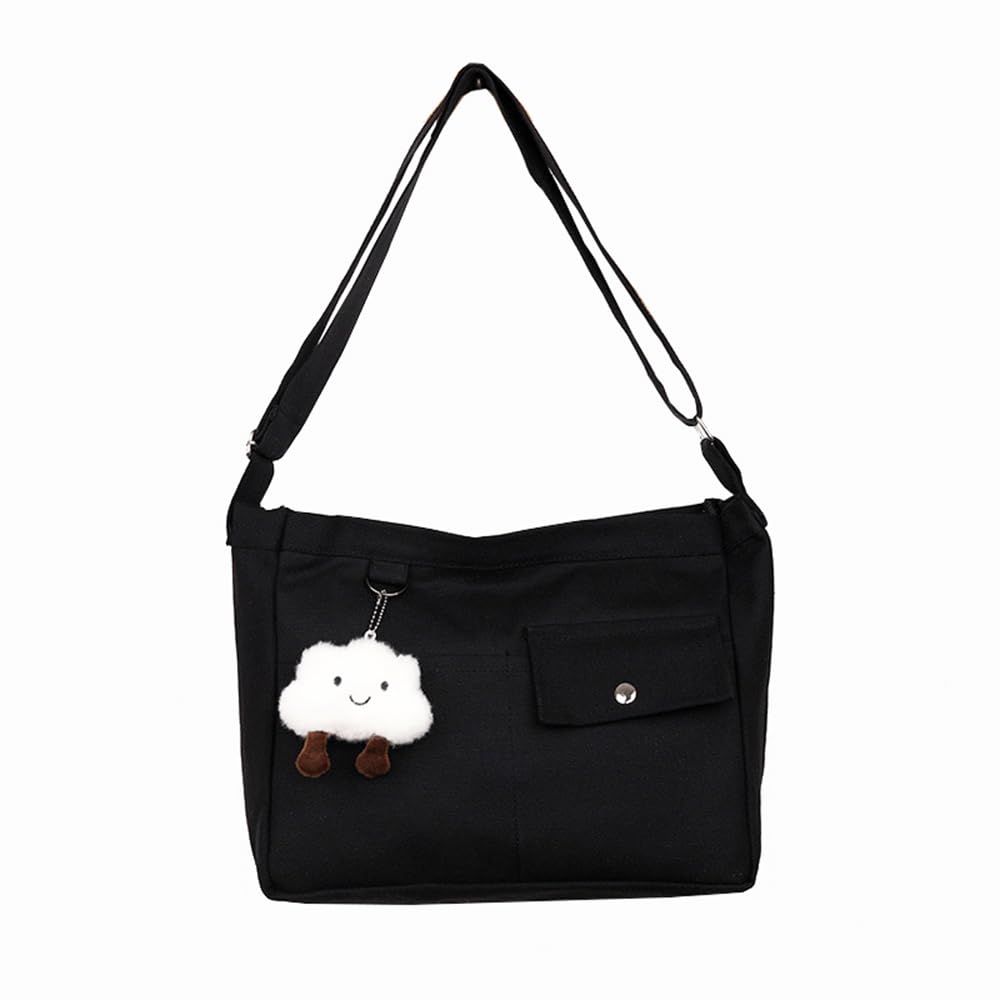 Photo 1 of Kehpish Economical Cotton Canvas Tote Bag,Women Hobo Shoulder Bag Crossbody Handbag with 3 External Pocket,Zipper Closure